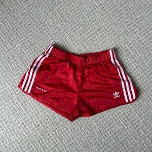 Sporty & Rich x Adidas Red Shorts with White Stripes